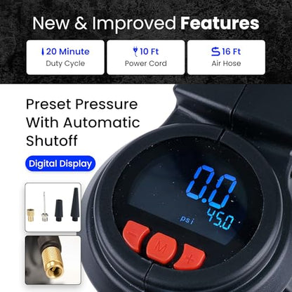 VIAIR Digital EVC88P7 - Portable Air Compressor Tire Inflator for Car, Truck, SUV & RV | Preset Automatic Shut Off Feature | 7-Way Trailer Connector Plug - style: Digital Auto w/Trailer Plug