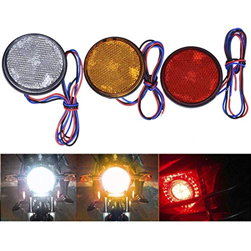 MASO 2x Rear Tail Brake Stop Light Red Universal Car Motorcycle Motorbike Round Reflector LED