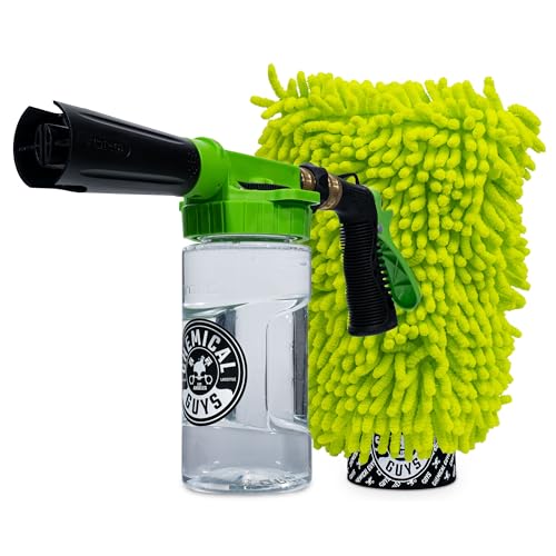 Chemical Guys Foam Blaster 6 Car Wash Gun, Chemical Guys Foam Gun, and Chenille Scratch-Free Microfiber Wash Mitt - Connects to Any Garden Hose for Thick Suds - Safe for Cars, Trucks, SUVs - 2 Items - size: FOAM BLASTER + WASH MITT