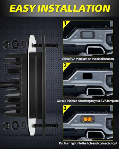 Amber Flush Mount LED Pods, AKD Part CREE LED Flush Bumper Lights 40W Spot Flood Combo Offroad Driving Light Amber LED Fog Chase Lights Pods for Trucks Pickup SUV UTV ATV - color: Amber Flush
