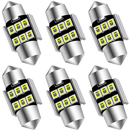 AUXLIGHT 6614 6641 6612F 6615 F30-WHP TS-14V1CP 29MM 1.14”Festoon LED Interior Light Bulbs Ice Blue, Super Bright 6SMD Chips for Car SUV Truck Sunvisor Vanity Mirror Lights (Pack of 6) - color: Ice Blue, size: 29MM