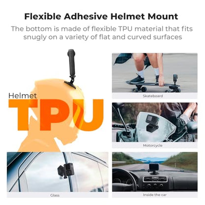 K&F CONCEPT 3Pack Flexible Adhesive Helmet Mount for GoPro Hero 13/12/11/10/9/8/7 Black, DJI Osmo Action 6/3/4/5 Pro, Insta360 X5 X4 X3 Flat Curved Surfaces Sticky Mount, Action Camera Accessories - size: 3Pack