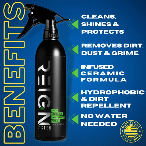 Ceramic Waterless Car Wash – 3-in-1 Wash, Shine & Ceramic Protection – No Hose Needed – Eco-Friendly Detailing Spray for Paint, Glass, Chrome & Wheels – Hydrophobic, Streak-Free Finish