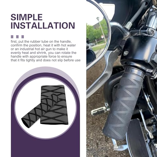 4PCS Motorcycle Hand Grips Cover, Anti-Slip Mesh Pattern Handlebar Protector, Heat Shrink Rubber Motorbike Grips Protective Sleeve, Universal for Most Vehicle Handles, Handbrakes (Black)