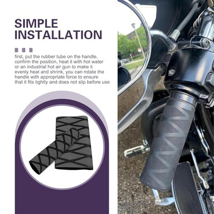 4PCS Motorcycle Hand Grips Cover, Anti-Slip Mesh Pattern Handlebar Protector, Heat Shrink Rubber Motorbike Grips Protective Sleeve, Universal for Most Vehicle Handles, Handbrakes (Black)