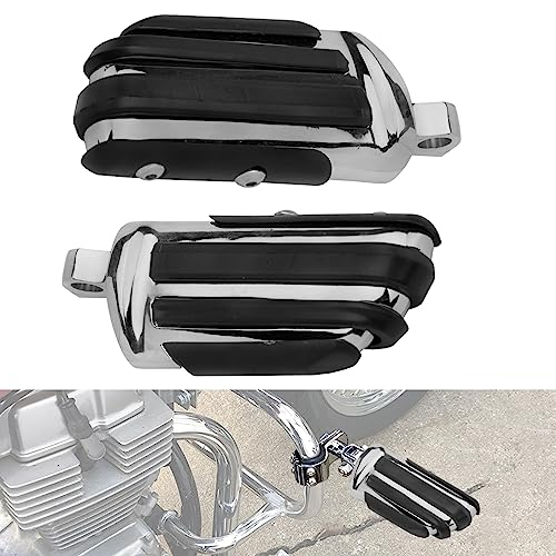 VGMOTO Motorcycle 1.25" Highway Footpegs Adjustable Foot Pegs Footrests with Clamps Mounts kit Compatible with Harley Touring Sportster Softail Road Glide Street Glide with 1 1/4 inch Engine Guard - color: Chrome-Style D