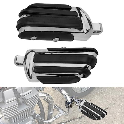 VGMOTO Motorcycle 1.25" Highway Footpegs Adjustable Foot Pegs Footrests with Clamps Mounts kit Compatible with Harley Touring Sportster Softail Road Glide Street Glide with 1 1/4 inch Engine Guard - color: Chrome-Style D