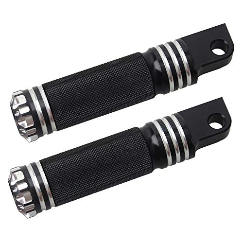 NTHREEAUTO Mounting Footpegs, Male Billet Footrests, Motorcycle Passenger Pedals Compatible with Harley Sportster, Dyna, Road King - color: Black/Chrome-2