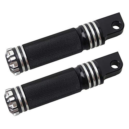 NTHREEAUTO Mounting Footpegs, Male Billet Footrests, Motorcycle Passenger Pedals Compatible with Harley Sportster, Dyna, Road King - color: Black/Chrome-2