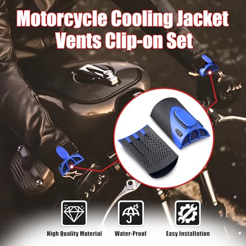 Goldfire Cooling Arm Sleeves 1 Pair Motorcycle Cooling System Jacket Sleeve Vent for Riding Warm Weather Accessories - color: Blue Clip-on Jacket Vents