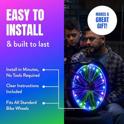 Activ Life 2-Tire Pack LED Bike Wheel Lights with Batteries Included, Get 100% Brighter and Visible from All Angles for Ultimate Safety and Style - color: Pastel