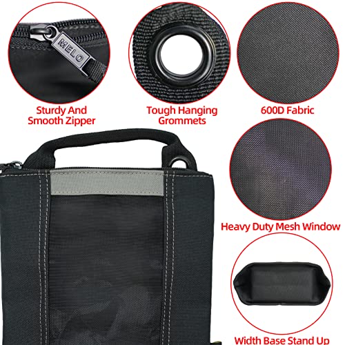 MELOTOUGH Fastener Bag Utility Canvas Zipper Tool Bag Heavy Duty Mesh Window, Hanging Grommets (Grey 2 pack） - color: Grey color