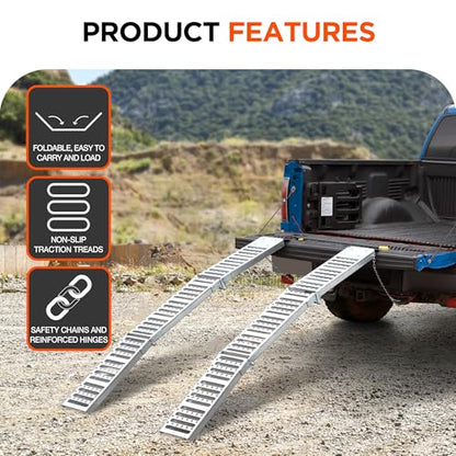 Rockland 72" x 9" Tri-Fold Steel Truck Ramps, 1000 LBS Capacity, Folding Trailer Ramps for Motorcycles, Ebikes, Dirtbikes and ATVs, Heavy Duty Loading Ramps for Trailer Pickup Truck, 2 Pcs - size: Steel Tri-Fold Ramp+1000LBS+72"x9"(Slim)