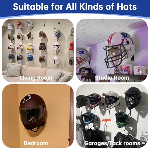 Helmet Wall Mount Display, Football Helmet Holder, 2 Pack | Heavy Duty, Solid Steel, Football Helmet Holder, Garage Organizer, Fits Baseball Gear - size: 2 Pack