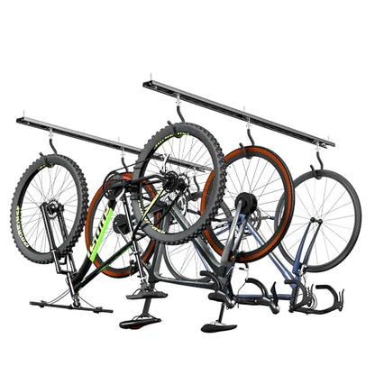 Ultrawall Ceiling Bike Rack for Garage, Indoor Bike Hanger with 6 Adjustable Bike Hooks for up to 3 Bikes (Horizontally), 6 Bikes (Vertically) - style: Fixed Bracket
