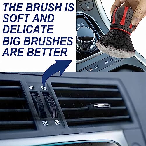 AUCELI Car Detailing Brush, Ultra Soft Auto Interior Dusting Brush with Storage Rack, Car XL Synthetic Brush Cleaning Tool, Universal Covers Large Area Inside or Outside Vehicles (Blue/Style B) - color: Blue
