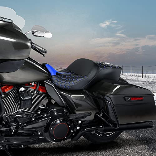 CC RIDER Driver Passenger Seat Hammock Gel Blue Hexagon Fit For Harley Touring 2009-2023 Street Glide Road Glide Road King Electra Glide and 2009-2021 Tri Glide - color: 23# Gel Blue