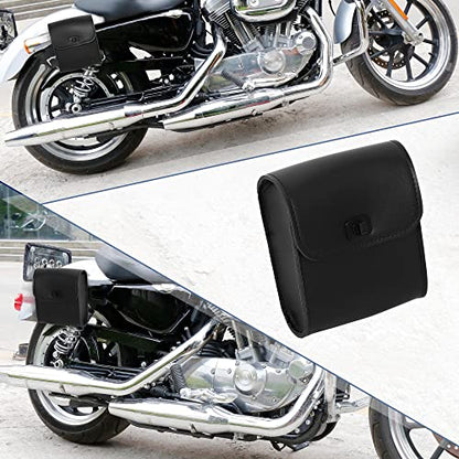 X AUTOHAUX Motorcycle Tool Bag Handlebar Bags Cycling Luggage Bag Waterproof Quick Release Buckle Faux Leather Square Black 6.30''x3.54''x7.28''