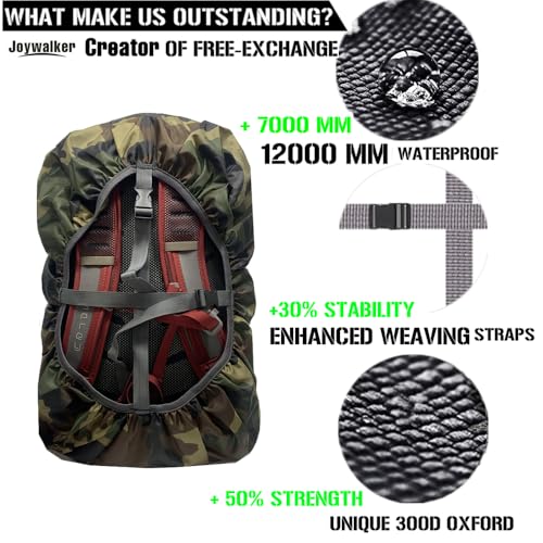 Joy Walker Waterproof Backpack Rain Cover, 12000mm Ultra-Waterproof, Upgraded Ultra-Strong Multilayers, Antislip Buckle Strap - color: Camouflage, size: Middle (for 30-40L backpack)