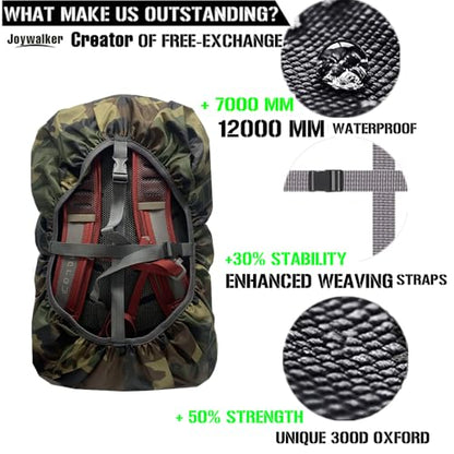 Joy Walker Waterproof Backpack Rain Cover, 12000mm Ultra-Waterproof, Upgraded Ultra-Strong Multilayers, Antislip Buckle Strap - color: Camouflage, size: Middle (for 30-40L backpack)