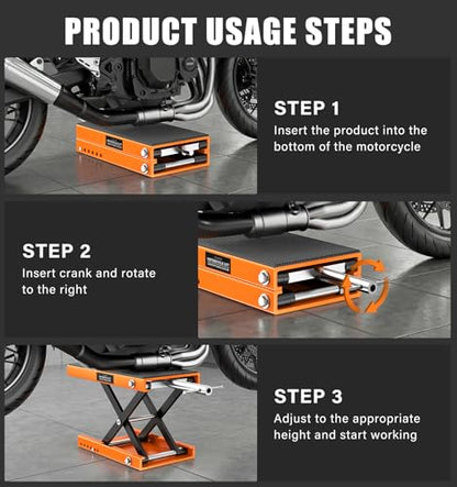 500KG Heavy Duty Motorcycle Scissor Lift, 150% Capacity 85mm-350mm Lift Range, Portable Maintenance Lift Table for Motorcycle, ATV, Scooter, Dirt Bike, with Optional Accessories