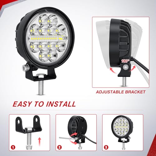 Nilight LED Light Pods 2PCS 3 Inch 36W Round Upgraded Spot Flood Combo Beam Driving Fog Work Backup Bumper Roof Lighting for Offroad Pickup Truck ATV UTV SUV 4x4 Van Camper Boat - color: 2Pcs 24Led Combo Lights