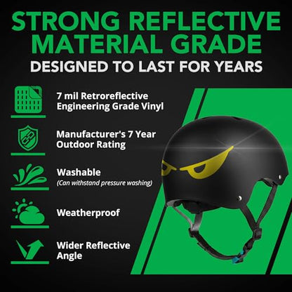 Bright Knight Decals Reflective Evil Eye Stickers, 6" x 3" Yellow Evil Eye Motorcycle Decals & Graphics for Bike & Motorcycle Helmet Stickers, Made in USA, 3 Pairs - color: Yellow
