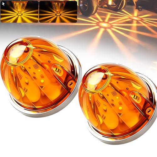 BJZ 2Pcs Amber Watermelon LED Strobe+Constant Marker Lights Dual Function Watermelon-shaped Side Marker Clearance Tail Top Cap Roof Lights for Trailer Truck Semi-trailer Heavy-duty Truck Bus Van - color: Amber, size: 2 Pack