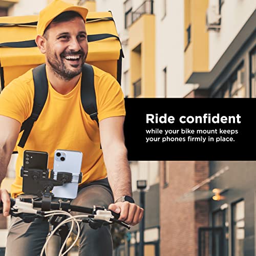 ENCASED Dual Bike Phone Mount, Adjustable Phone Holder for 2 Cellphones, Universal fit for Bicycle/Motorcycle/Electric Bike for iPhone and Android Phones
