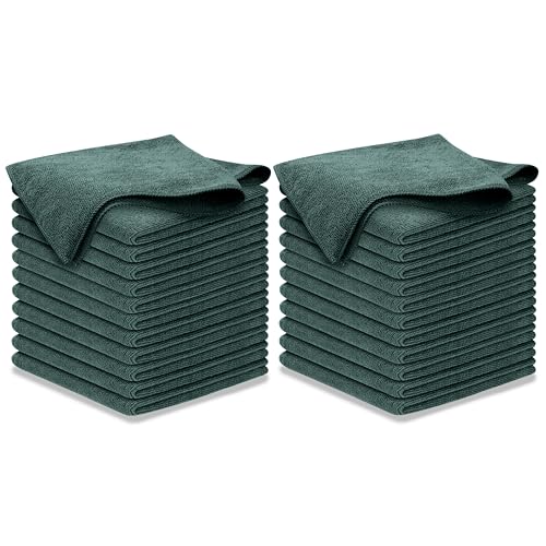 USANOOKS Premium 300GSM Microfiber Cleaning Cloth - 12.5"x12.5" High Performance - 1200 Washes, Ultra Absorbent Microfiber Towels for Cars Undercarriage, Rims & Engine Bay Cleaning - Microfiber Cloth - color: Dark Green, size: 12.5" x 12.5" (24 pack)