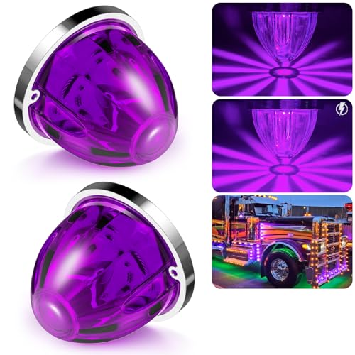 BJZ 2Pcs Purple Watermelon LED Strobe+Constant Marker Lights Dual Function Watermelon-shaped Side Marker Clearance Tail Top Cap Roof Lights for Trailer Truck Semi-trailer Heavy-duty Truck Bus Van - color: Purple, size: 2 Pack