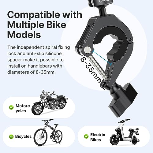ULANZI Goquick Bicycle Bracket for Action Camera 360°Motorcycle Camera Mount for Bike Holder Handlebar Mount w Adpter for Hero Action Cameras Φ8~35mm