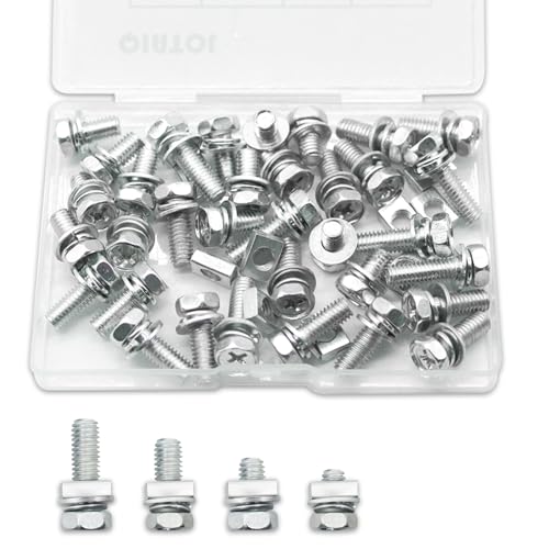 80 PCS Bolts and Nuts Kit, Motorcycle Battery Bolts and Nuts, M6 Motorcycle Battery Screw and Nut, Battery Terminal Bolts and Nuts Carbon Steel - size: Multi-size (80Pack)
