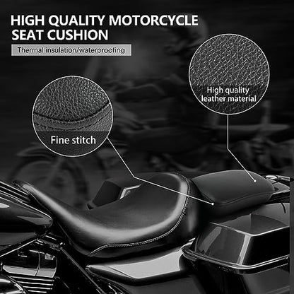 DREAMIZER Motorcycle Leather Pillion Rear Passenger Pad Seat 8 Suction Cup Rectangular Passenger Seat Compatible with Harley Bikes Custom (Black) - color: Black#1