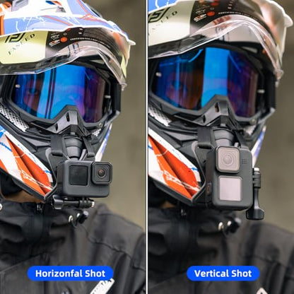 DJI Action 6 Helmet Chin Mount, Motorcycle Chin Strap Attachment with Extension Arm Dirt Bike Holder Compatible with GoPro Hero 13/12/11/10,DJI Osmo Action 6 2 3 4 5 pro - color: X-shaped Chin Mount