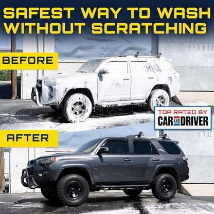 Foam King™ Gun Car Wash + Power Foam Car Wash Soap Strip (10ct = 5 Car Washes) - Connects to Garden Hose, Ultimate Scratch Free Cleaning Snow Blaster Cannon Washing - color: Foam Gun, Soap Sheets (Bundle)