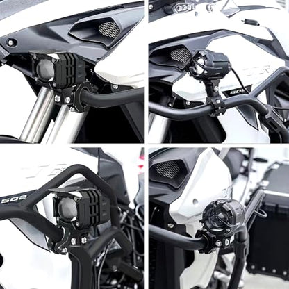 2 Pcs Motorcycle Spotlight Bracket, Heavy Duty Motorcycle Light Mount Bracket for Driving Fog Lights, 360 Degree Adjustment Tube Clamp Mounting Bracket for 0.7"-1.25" ATV UTV Roll Bar