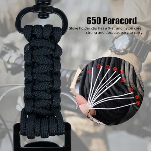 KUNN Double End Tactical Glove Clips Work Glove Holders Hardhat Holder for Heavy Duty Belt,Outdoor Backpack - color: Black-2pcs