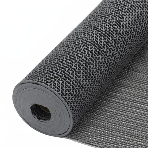 Drydiet Non Slip Drainage Mat Roll, 0.22" Thick Heavy Duty Waterproof PVC Flooring, Cuttable Floor Mat for Pool Deck, Garage, Kitchen, Restaurant,Bathroom,Washroom,Workshop(Gray,3 x 16 ft) - color: Grey, size: 3' x 16'