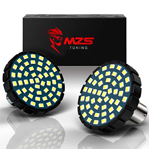 MZS 1157 LED Bulb Motorcycle Turn Signals Running Light Kit, Upgraded LED Beads 2" Bullet Style with Dual Color Front or Rear Compatible For Most Family Motorcycles (48White+48Amber)-Pack of 2 - color: 48White+48Amber, size: 1157 Front Turn Signal Bulbs