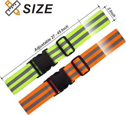 Little World Reflective Belt, Reflective Running Gear Elastic Reflective Sash - color: Green, Orange