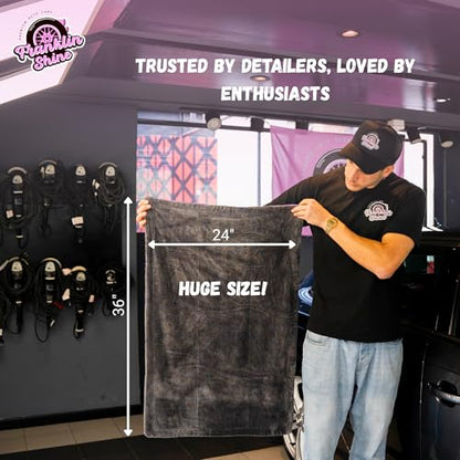 Franklin Shine Microfiber Car Drying Towel 24"x36" Extra Large - 1400 GSM Double Twisted Loop, Ultra Absorbent, Streak-Free, Edgeless & Scratch-Free, Professional Car Detailing Towel, Arizona XL