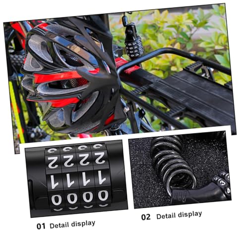 POPETPOP 2Pcs Portable Theft Password Lock Durable Steel Wire Cable Lock for Bicycles Motorcycles and Helmets Lightweight Combination Security