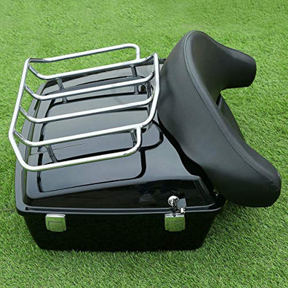 TCMT Chopped Motorcycle Trunk Backrest Pad Luggage Mount Rack Fit For Harley Touring 1997-2008 Road King Road Street Electra Glide Pack - color: Chopped Style D Chrome Rack