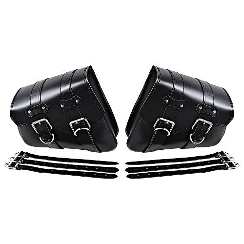 Left Right Black PU Leather Solo 2-Straps Swing Arm Saddlebag Tool Bag for Harley Sportster XL883 XL1200 - size: Left & Right without Side Storage