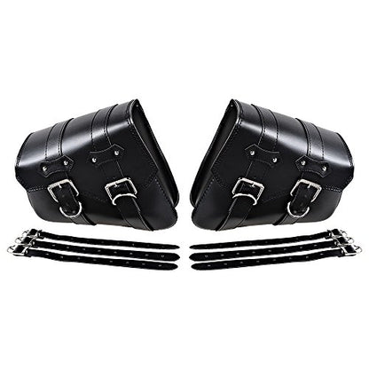 Left Right Black PU Leather Solo 2-Straps Swing Arm Saddlebag Tool Bag for Harley Sportster XL883 XL1200 - size: Left & Right without Side Storage