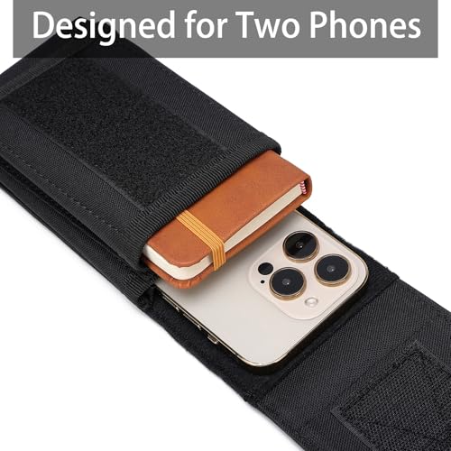 Tactical Molle EDC Phone Pouch Universal Dual Mobile Phone Holster Holder with US Flag Patch (OD Green) - color: OD Green