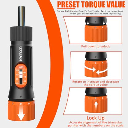 coobeast Torque Screwdriver 38Pcs, Gifts for Men Torque Wrench with Inch/Pounds Torque Range 10-70 In-lb, S2 Bits, Sockets and Storage Case for Maintenance, Tools, Bike Repairing and Mounting - size: 38PCS