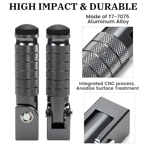 XINGWU M8 Motorcycle Foot Pegs 90 Degree Foldable Footpegs CNC Anti-Skid Footrest Universal for Yamaha Honda Suzuki Aprilia Electric Car Motorbike Mini Bike Dirt Pit Bike Passenger Pedal (Titanium) - color: Titanium