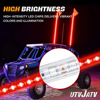 3FT LED Whip Red Lights Waterproof Flag Pole Safety Antenna with Flag for Can-Am Maverick X3 Sand Dune Buggy UTV ATV 2020 Polaris RZR XP 4X4 Offroad Truck 4 Wheels - 1PCS - color: Red, size: 3FT 1PC LED whip light